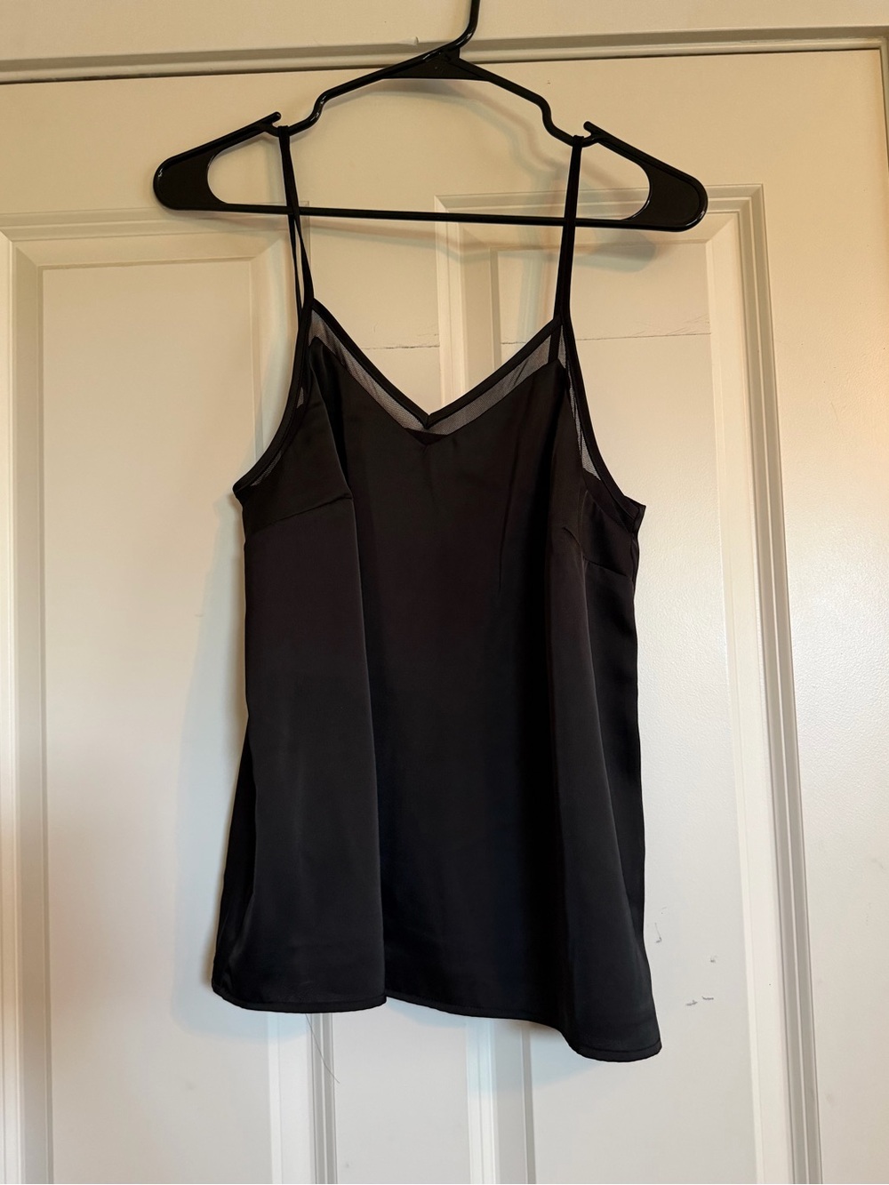 Sleek Black Satin V-Neck Cami Top